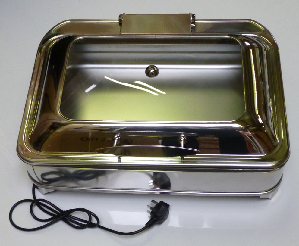 Display Electric Chafing Dish Oblong GN 1/1 size soft close lid