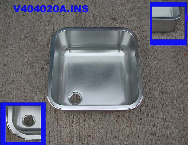 Sink stainless steel Insert 400 mm x 400 mm x 200 mm deep square