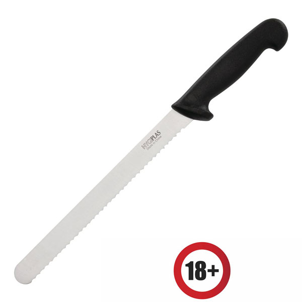 Slicer (Serrated) 12\" Blade. Black Nylon Handle.