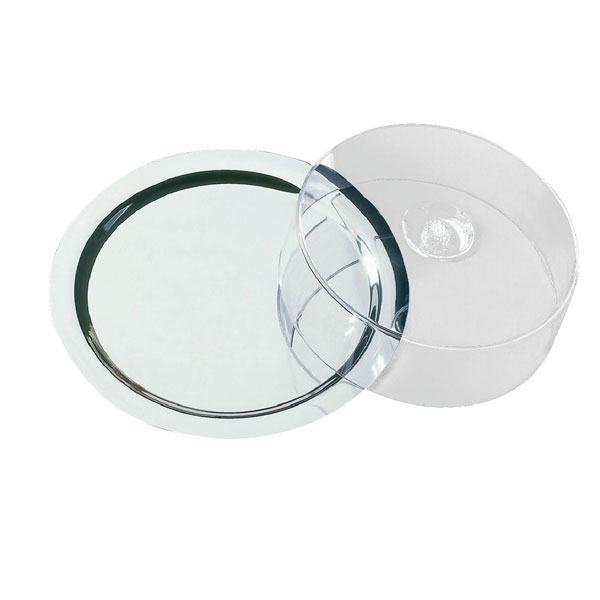 Round Tray. (Stainless Steel with Cover, 38cm diameter)