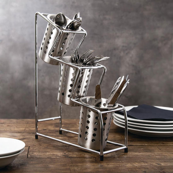 Self Service Cutlery Holder ( 3 Compartment Pots Included )