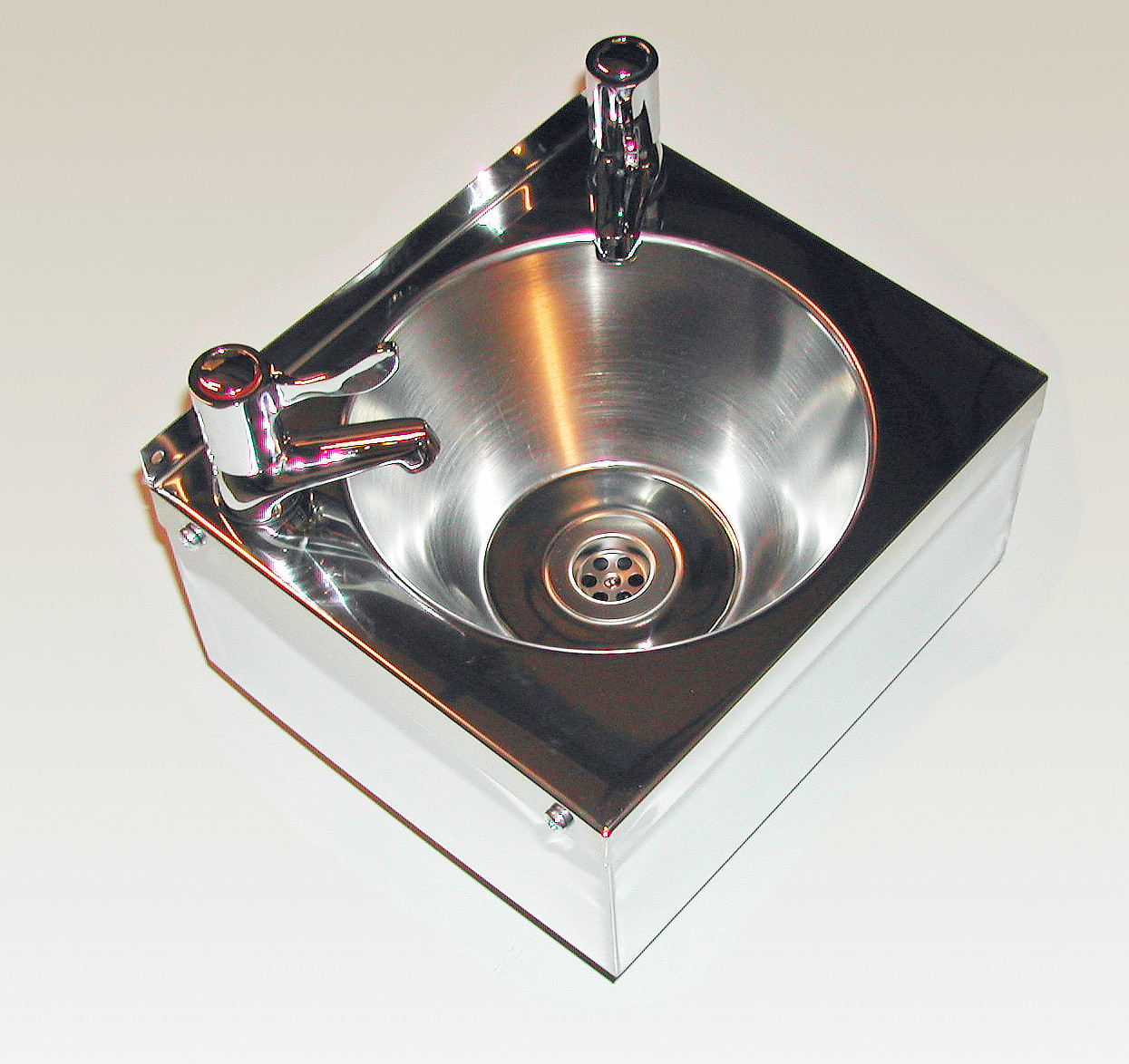 Wall Hung Wash Basin with Lever Taps and Waste - Stainless (sink