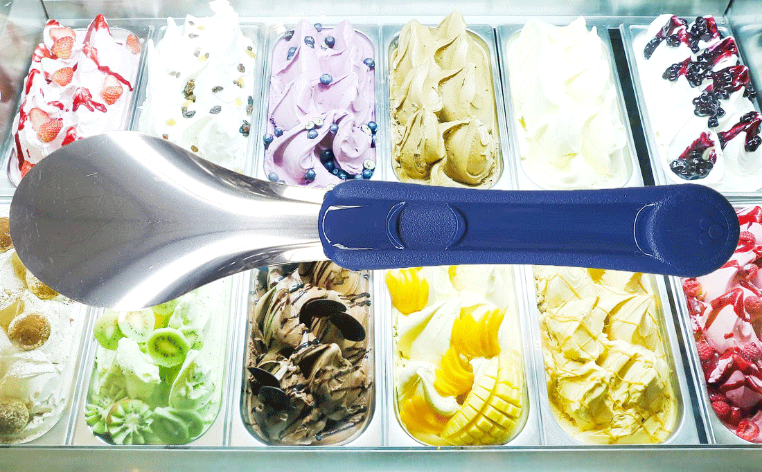 Ice Cream Spatula Gelato Stainless Steel Plastic Handle Blue