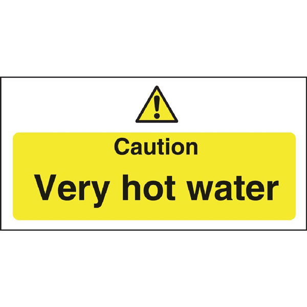 Caution Very Hot Water - Self-Adhesive sign