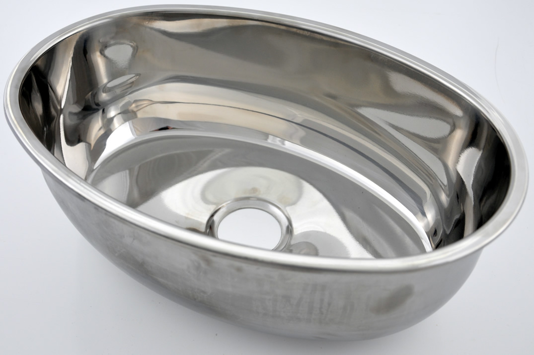 OVAL SINK STAINLESS STEEL 360 x 240 x 140mm deep insert flange.